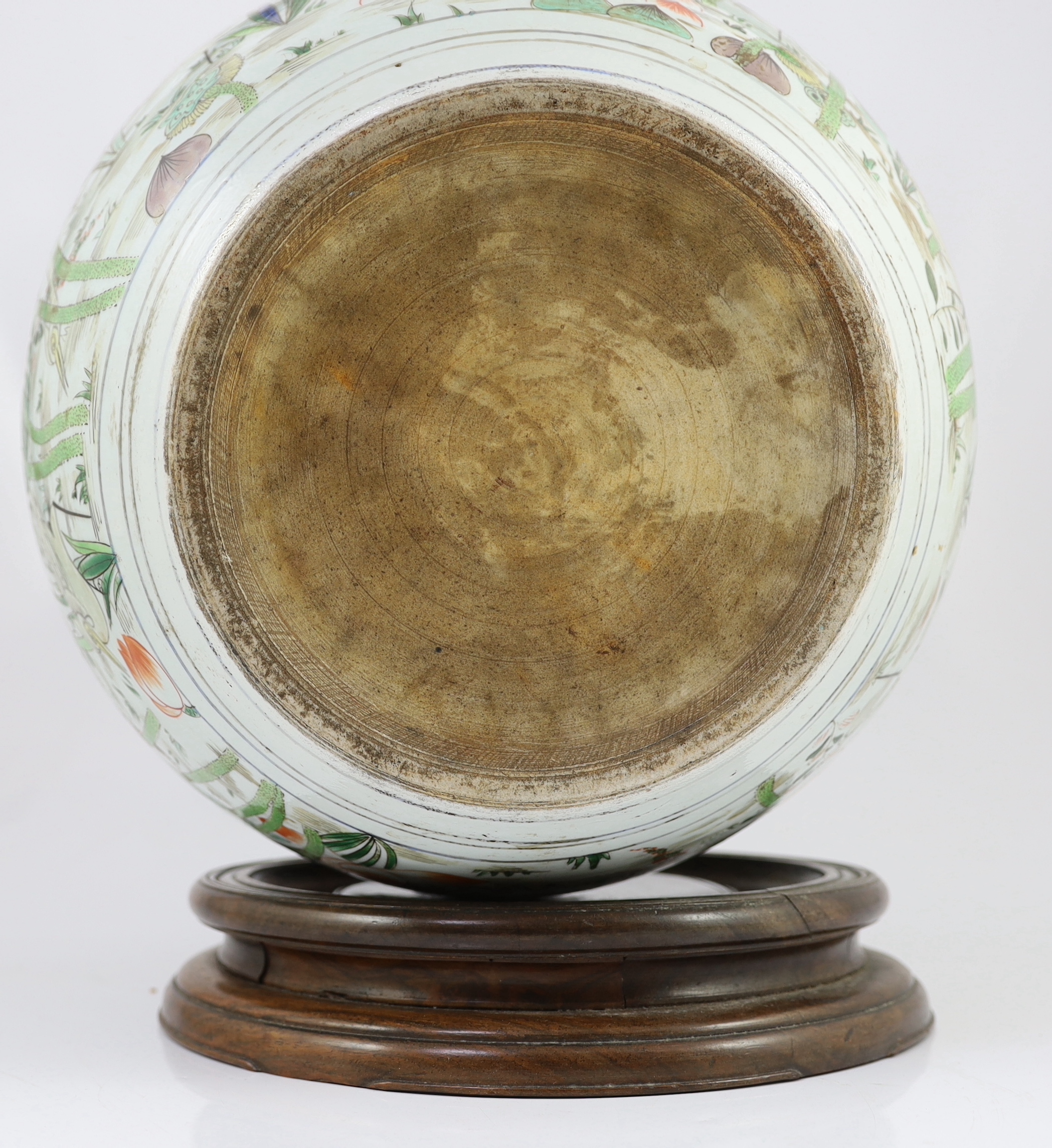 A large Samson famille verte ‘lotus’ fishbowl, in Kangxi style, 19th century